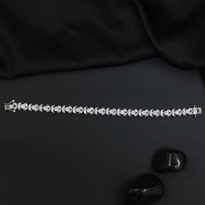 Rhodium Crystal Bracelet with Symmetrical Motif Arrangement
