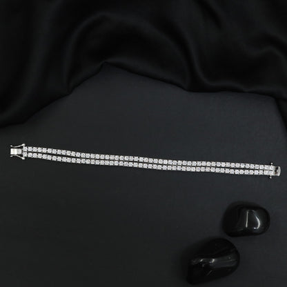Premium Rhodium Bracelet with Continuous Crystal Sparkle