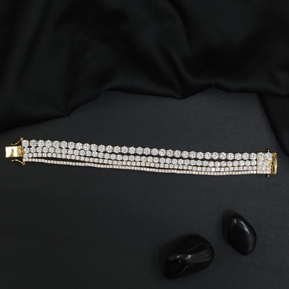 Multi-Row Crystal Bracelet with Round Cluster Motifs