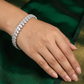 Rhodium Bracelet with Layered Crystal Leaf Arrangement