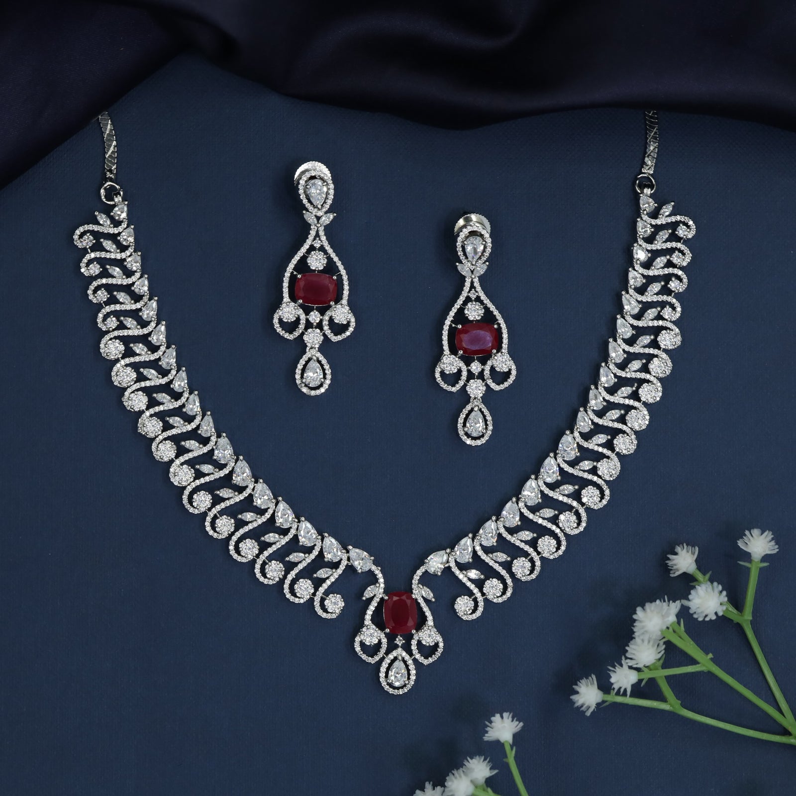 Designer rhodium necklace with sculpted pendant craftsmanship