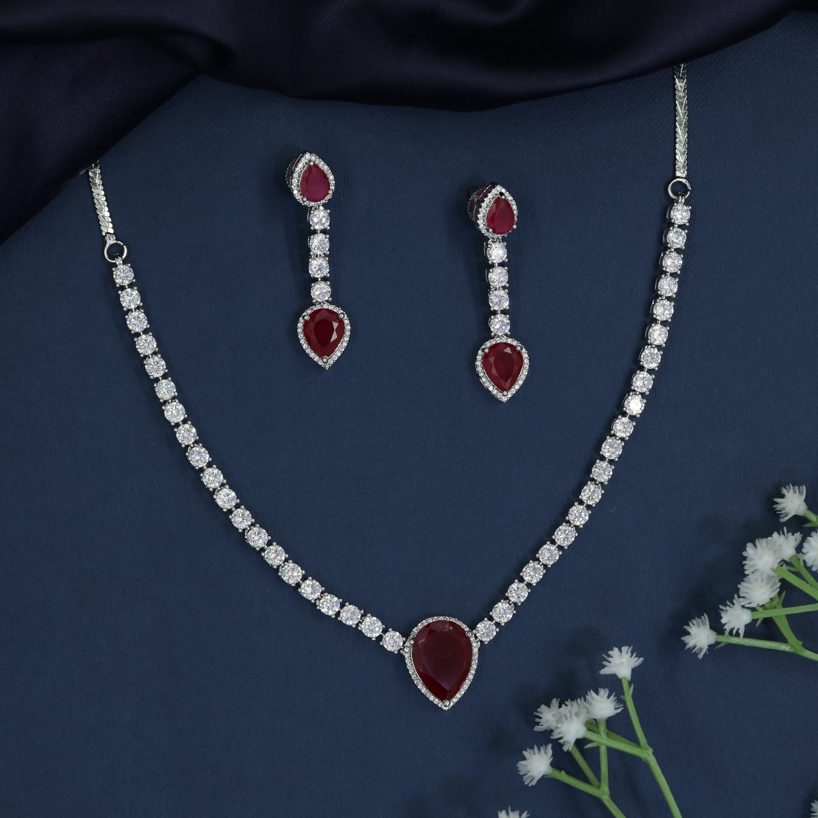 Heritage rhodium necklace showcasing couture gemstone artistry