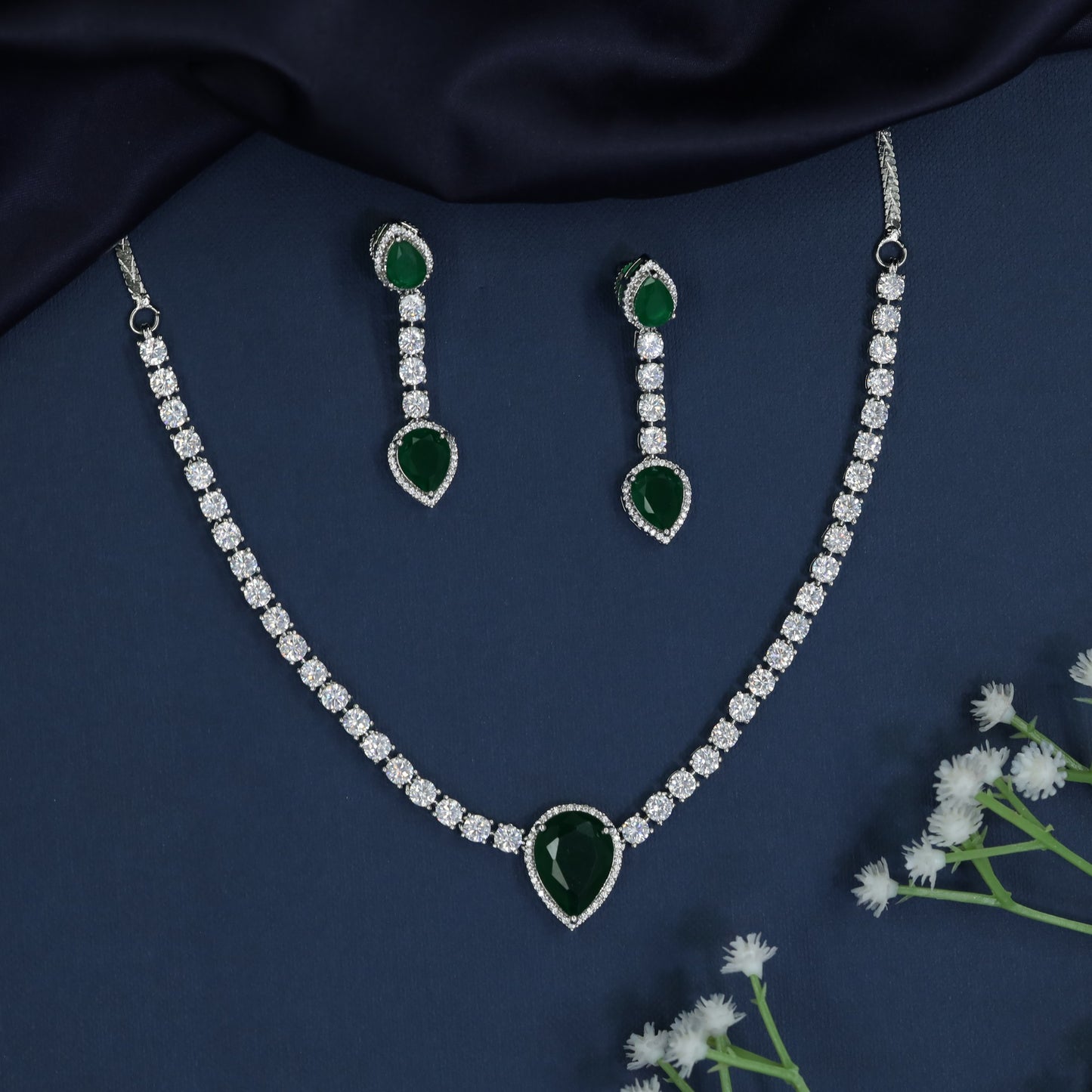 Heritage rhodium necklace showcasing couture gemstone artistry