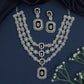 Triple Drape Rhodium Necklace with Oval Halo Construction