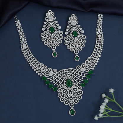 Royal Treasury Rhodium Necklace Set with Filigree Cascade