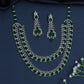Marquise Frame Rhodium Necklace with Draped Triple Row Design