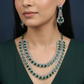 Marquise Frame Rhodium Necklace with Draped Triple Row Design