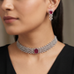Rhodium Interwoven Choker Set with Geometric Centrepiece