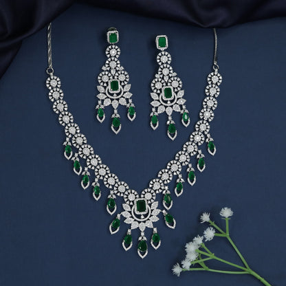 Teardrop Fringe Necklace with Halo Station Silhouette