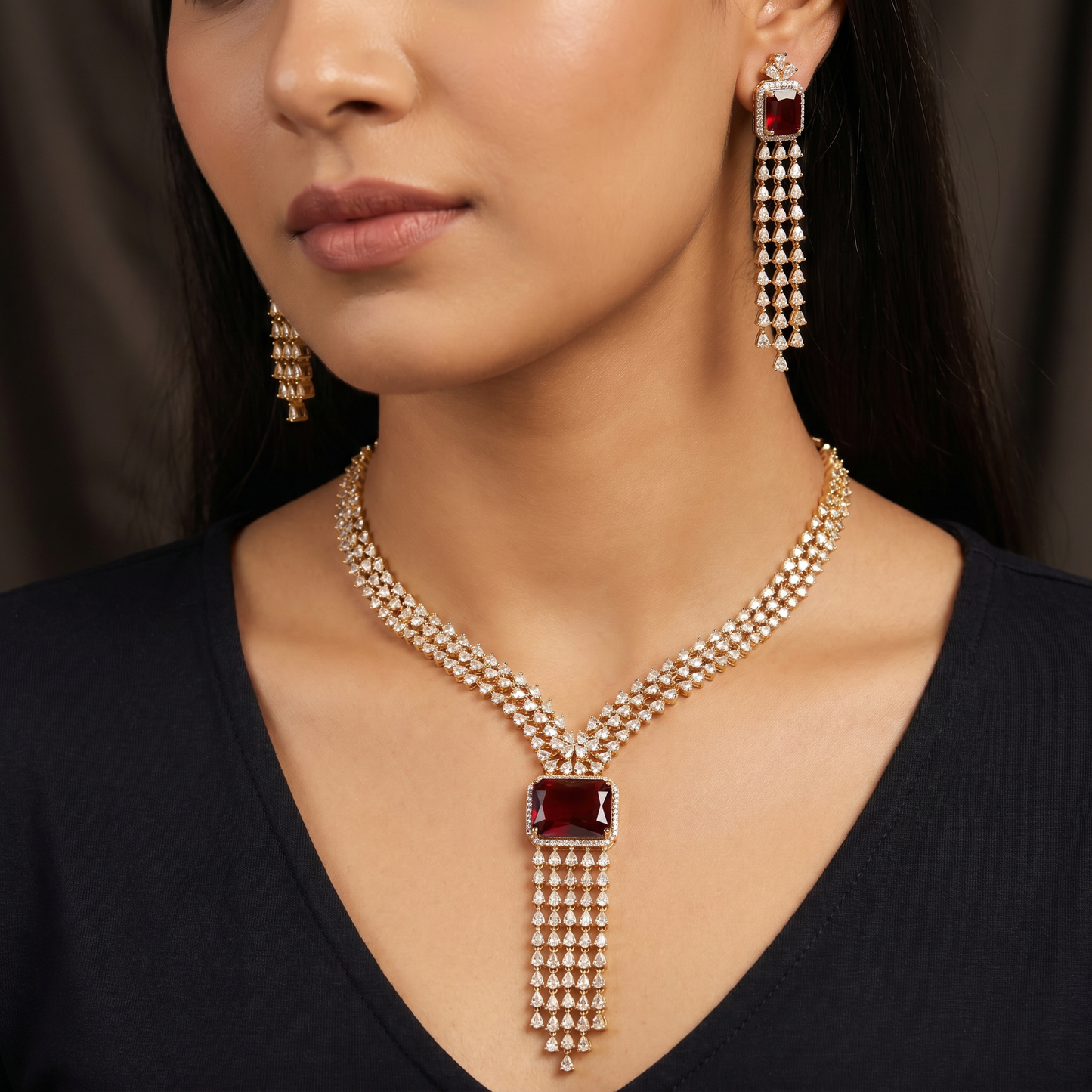 Fashion Week Select Gj Necklace with Geometric Fringe Design