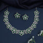 Floral Station Rhodium Necklace with Continuous Collar Design