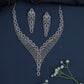 Rhodium Rosette Necklace Set with Graduated Y-Drop