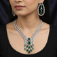 Y-drop rhodium necklace with cascading pendant accents