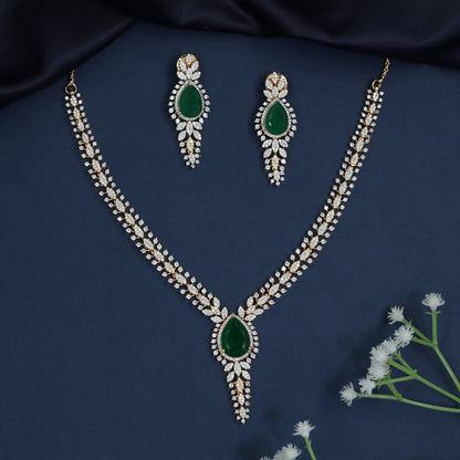 Teardrop Frame Necklace Set with Graduated Marquise Accents