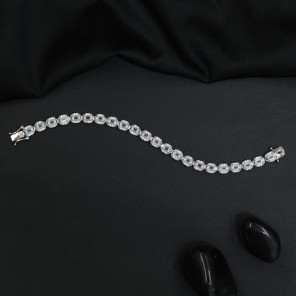 Crystal Link Bracelet with Contemporary Rhodium Styling