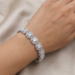 Rhodium Bracelet with Rounded Cushion and Oval Links