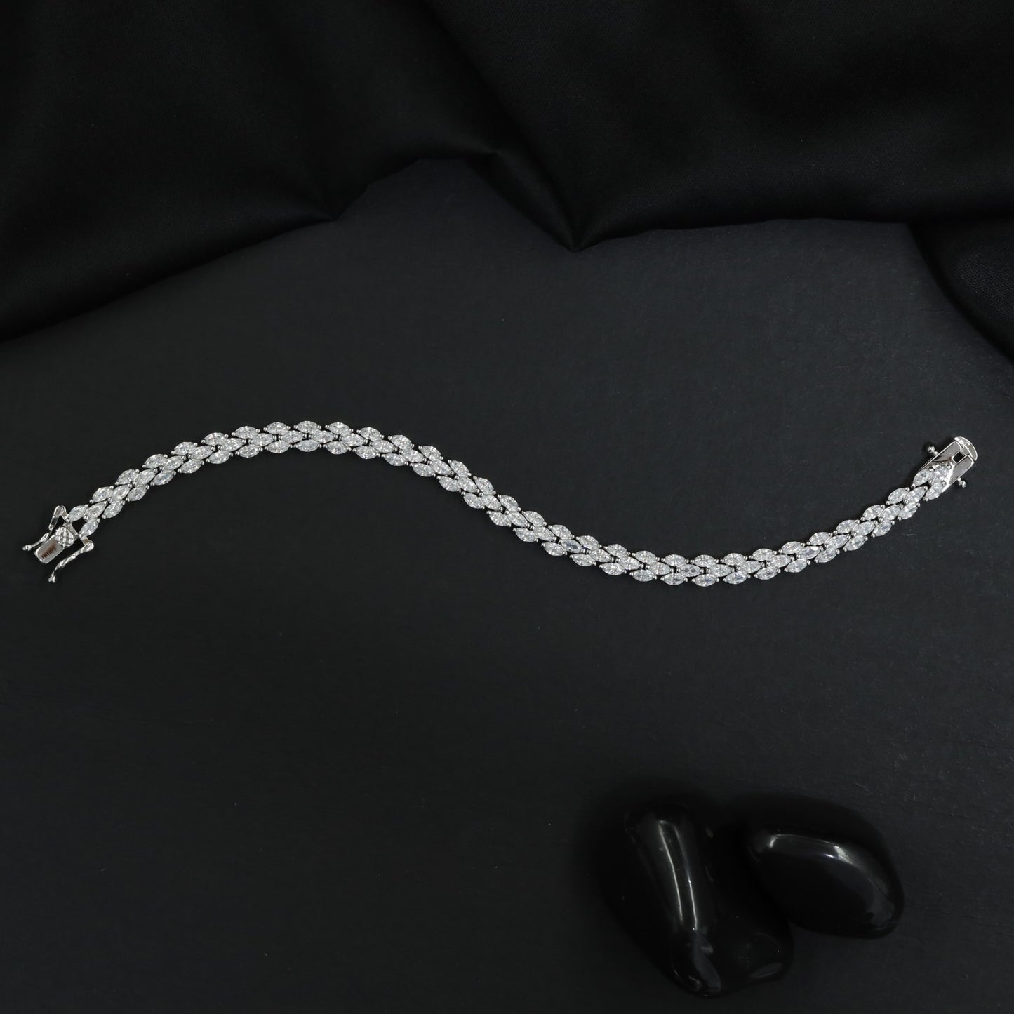Marquise Weave Rhodium Bracelet