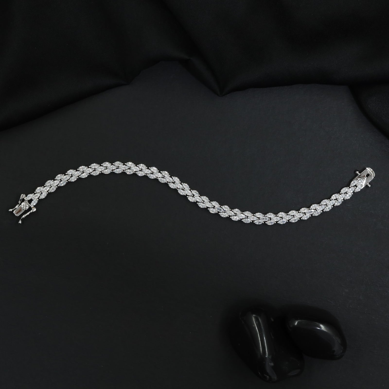 Marquise Weave Rhodium Bracelet