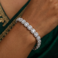 Rhodium Bracelet Featuring Continuous Cushion Halo Links