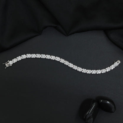 Rhodium Bracelet with Continuous Floral Marquise Arrangement
