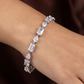 Rhodium Bracelet with Alternating Geometric and Pear Elements