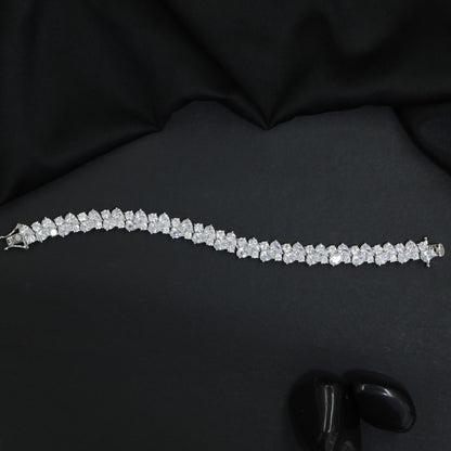Rhodium Bracelet with Repeating Pear Cluster Arrangement