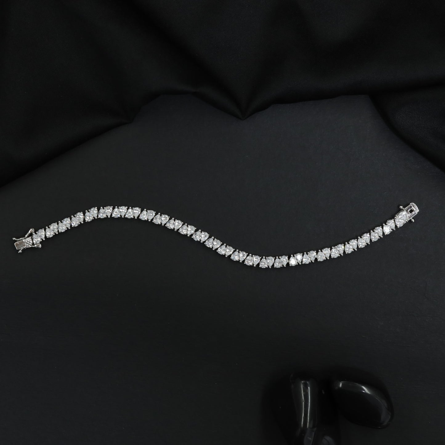 Mixed Shape Link Rhodium Bracelet