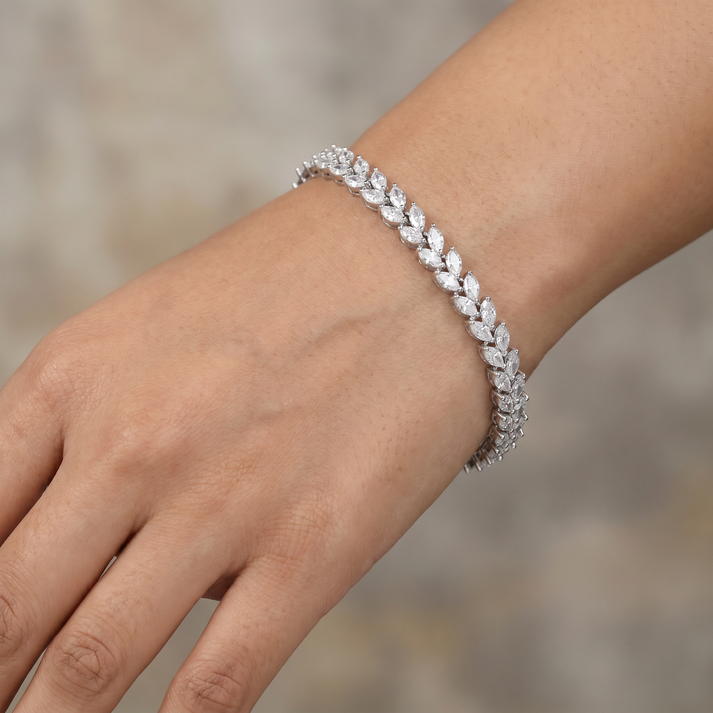 Elegant Floral Vine Rhodium Bracelet
