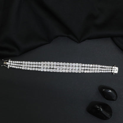 Rhodium Bracelet with Graduated Floral Cluster Layout