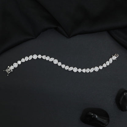 Rhodium Bracelet with Interconnected Pear and Marquise Elements