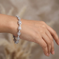 Rhodium Bracelet with Alternating Cushion Frame Links