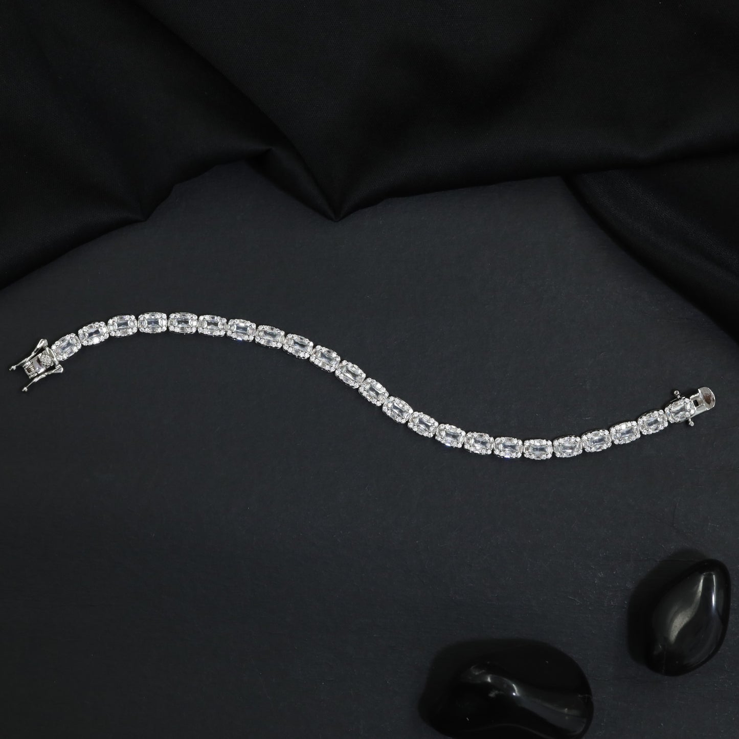 Contemporary Oval Link Rhodium Bracelet