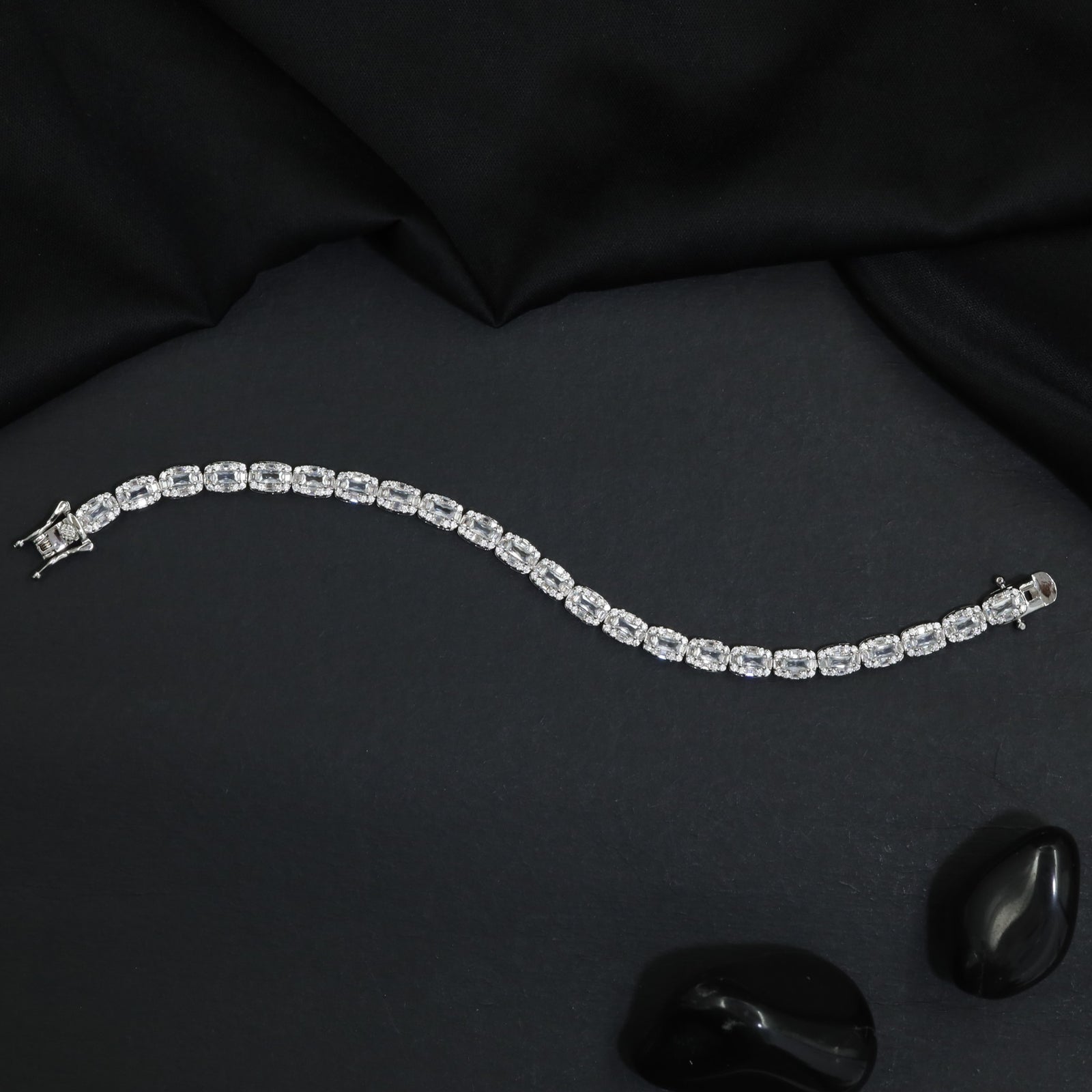 Contemporary Oval Link Rhodium Bracelet