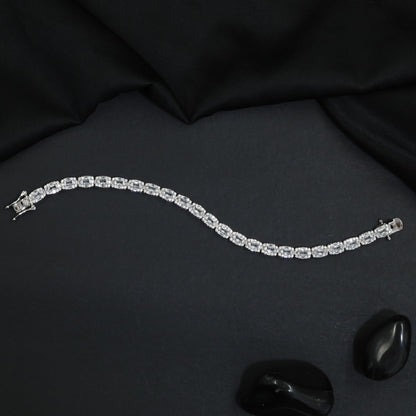 Contemporary Oval Link Rhodium Bracelet