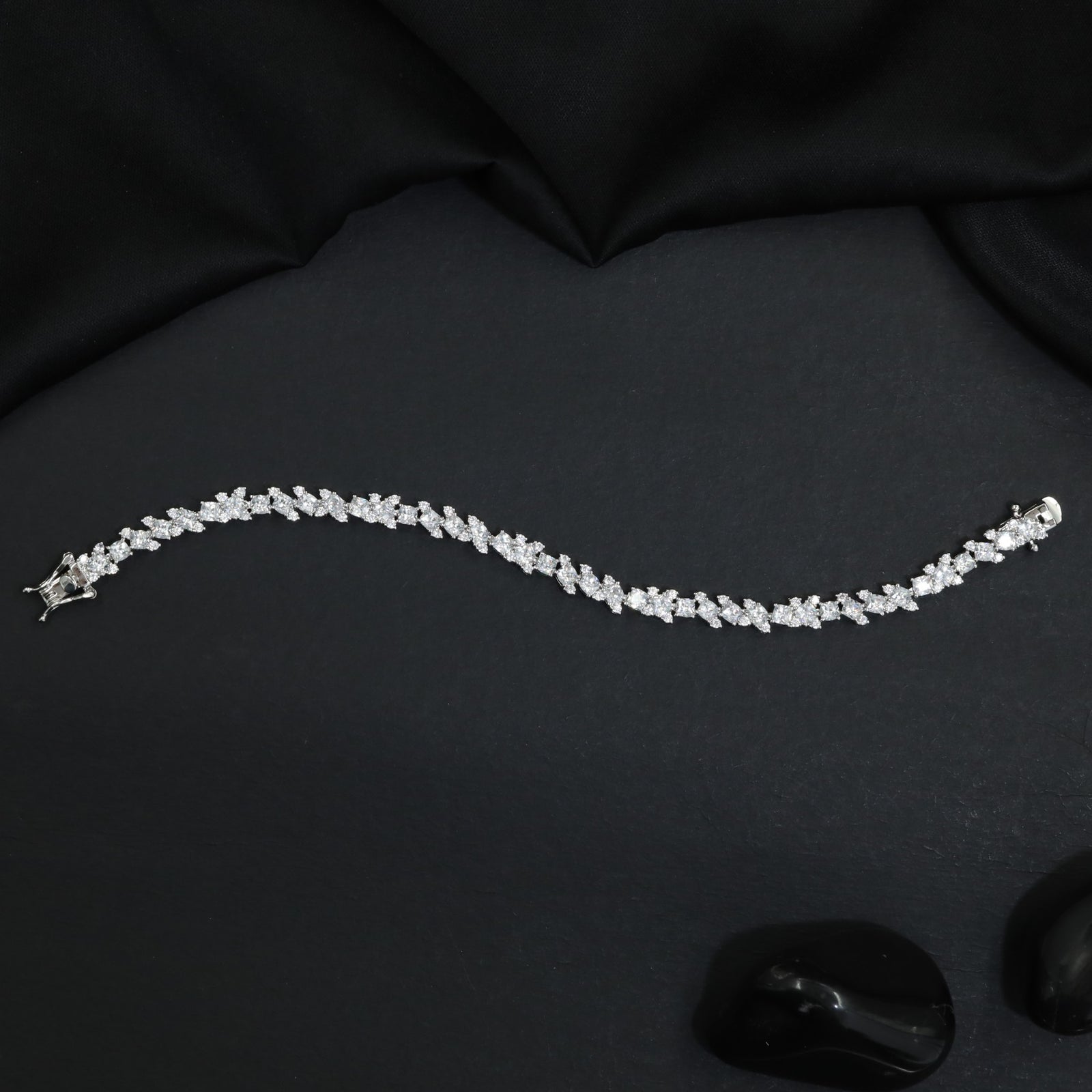 Leaf Vine Style Rhodium Bracelet