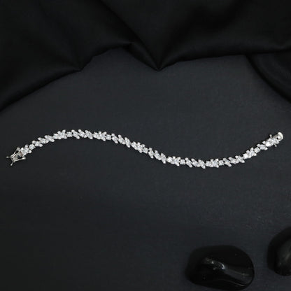 Leaf Vine Style Rhodium Bracelet