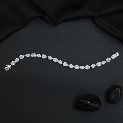 Rhodium Bracelet Featuring Alternating Shaped Links