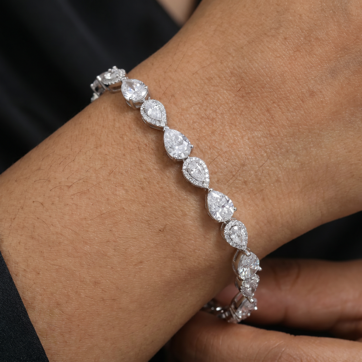 Rhodium Bracelet Featuring Alternating Shaped Links