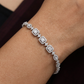 Rhodium Bracelet with Openwork Square Motifs and Elongated Links
