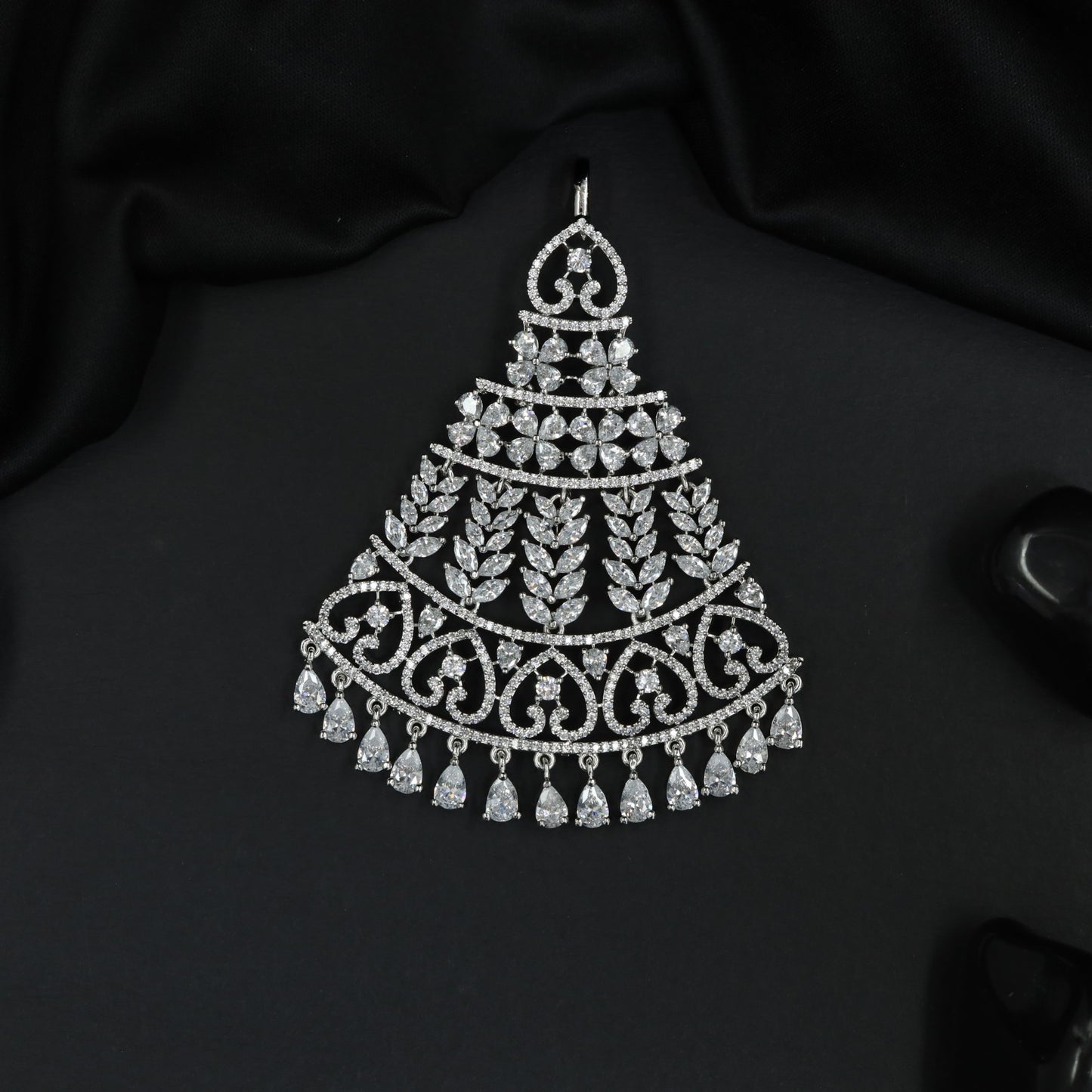 Regal Jhumar Featuring Layered Floral Arrangement and Danglers