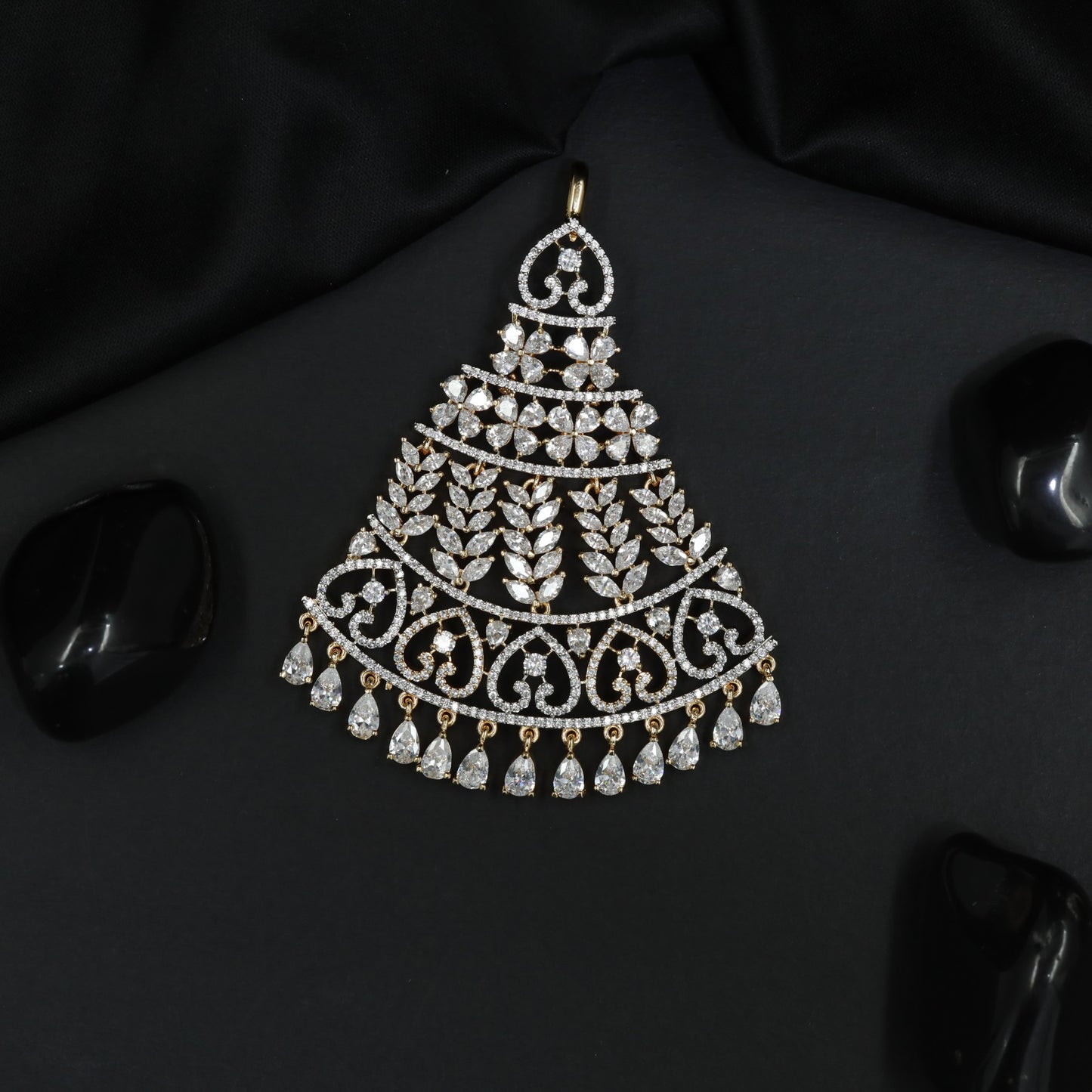 Regal Jhumar Featuring Layered Floral Arrangement and Danglers