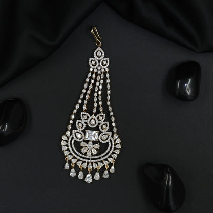 Grand Gold Polish Jhumar with Ornamental Floral Composition and Drops