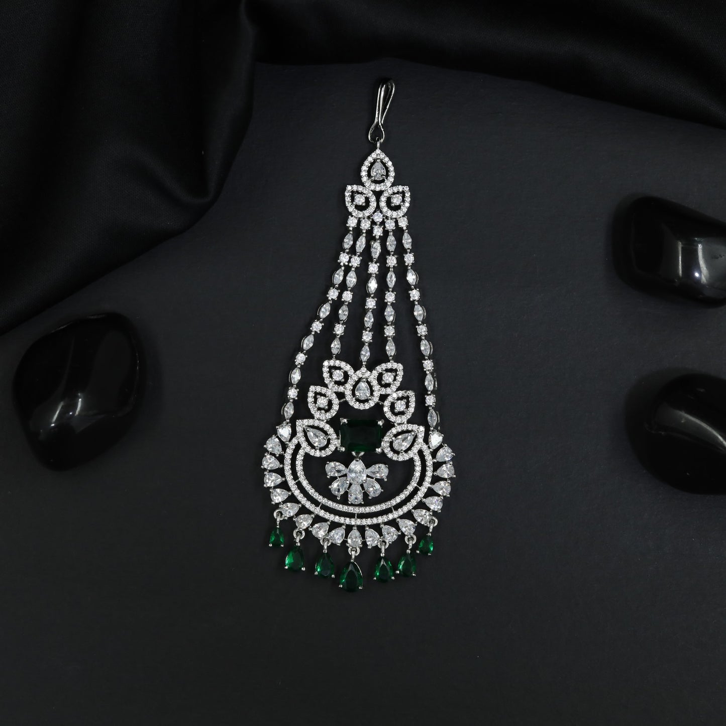 Grand Gold Polish Jhumar with Ornamental Floral Composition and Drops