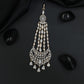 Luxury Rhodium Jhumar with Draped Chains and Crescent Centrepiece