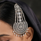 Rhodium Jhumar with Draped Chains and Crescent Centrepiece