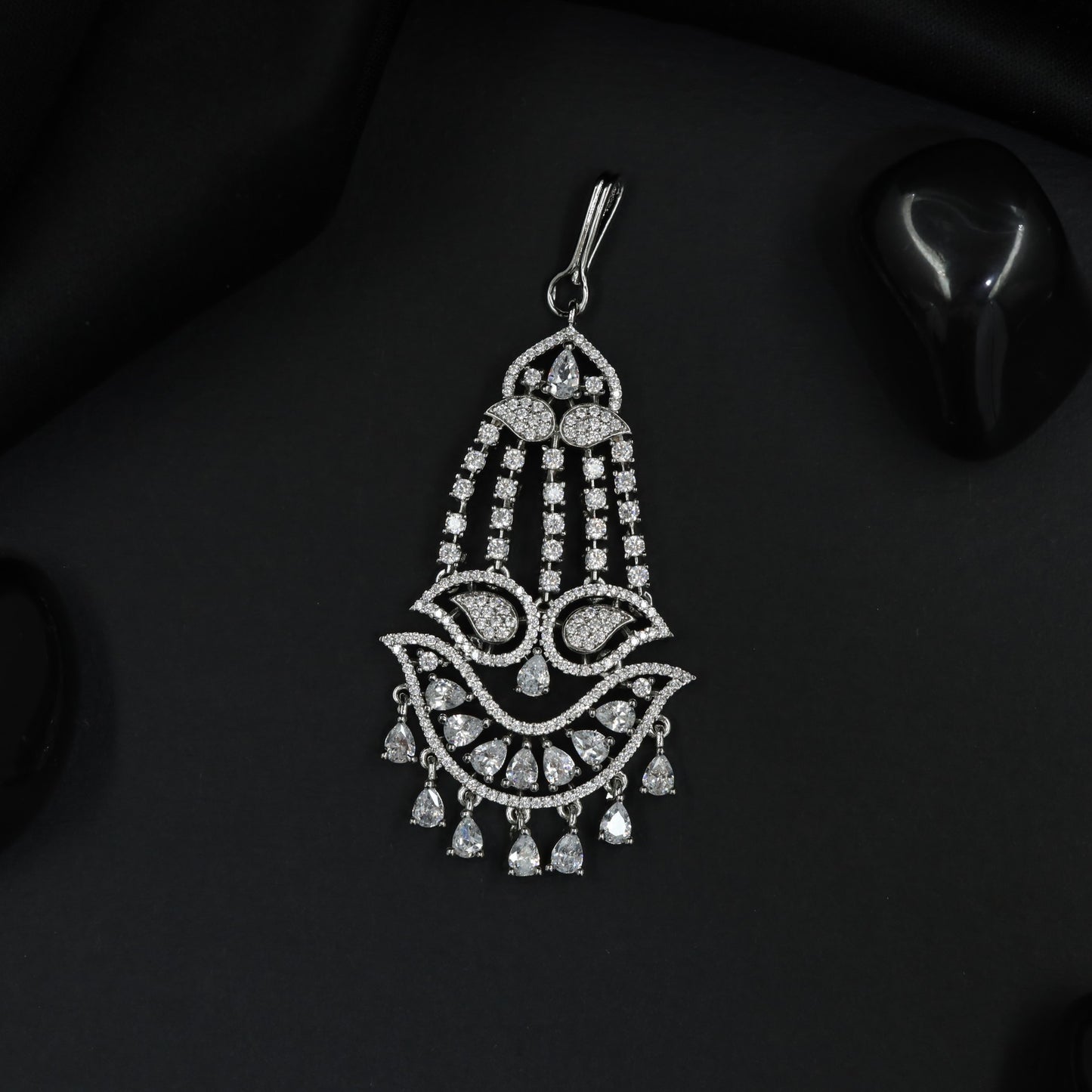 Regal Jhumar Featuring Layered Crescent Arrangement and Fringe Drops