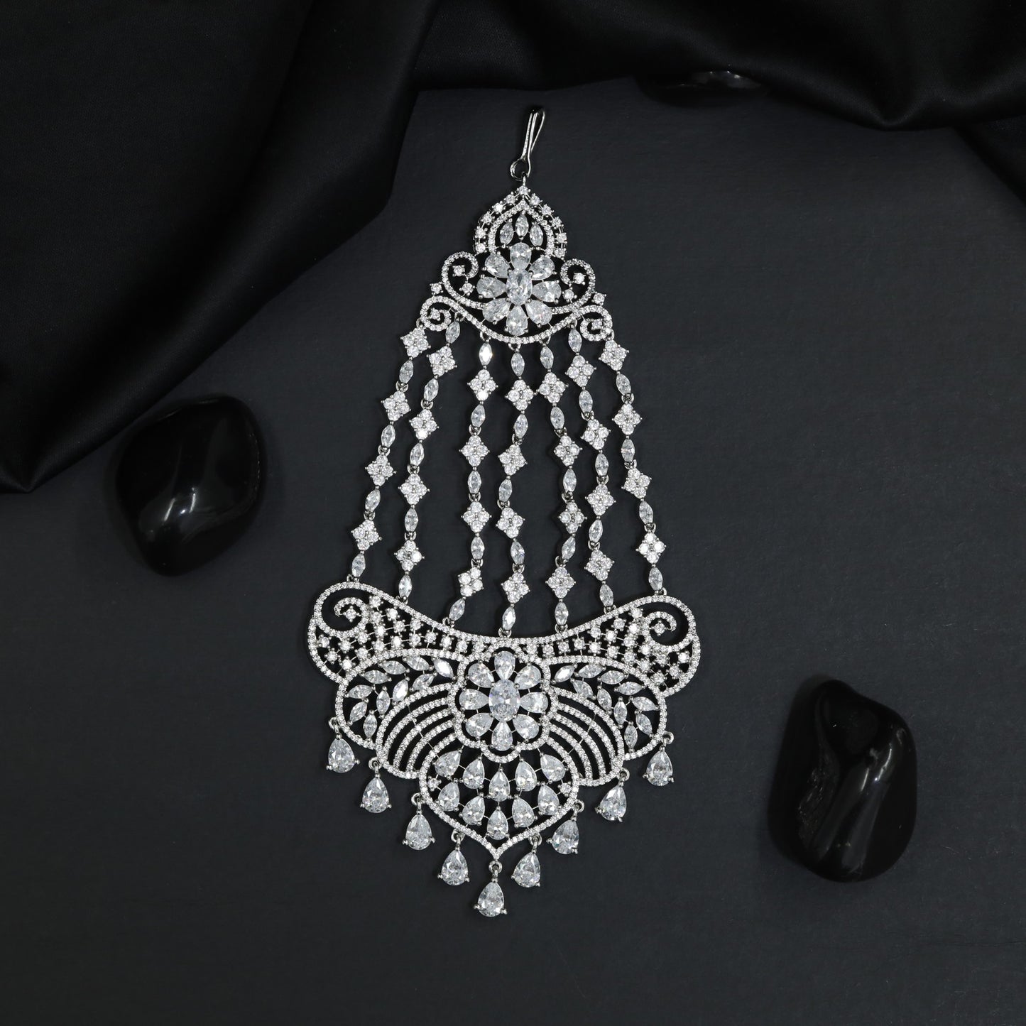 Luxury Jhumar with Floral Centrepiece and Descending Strands