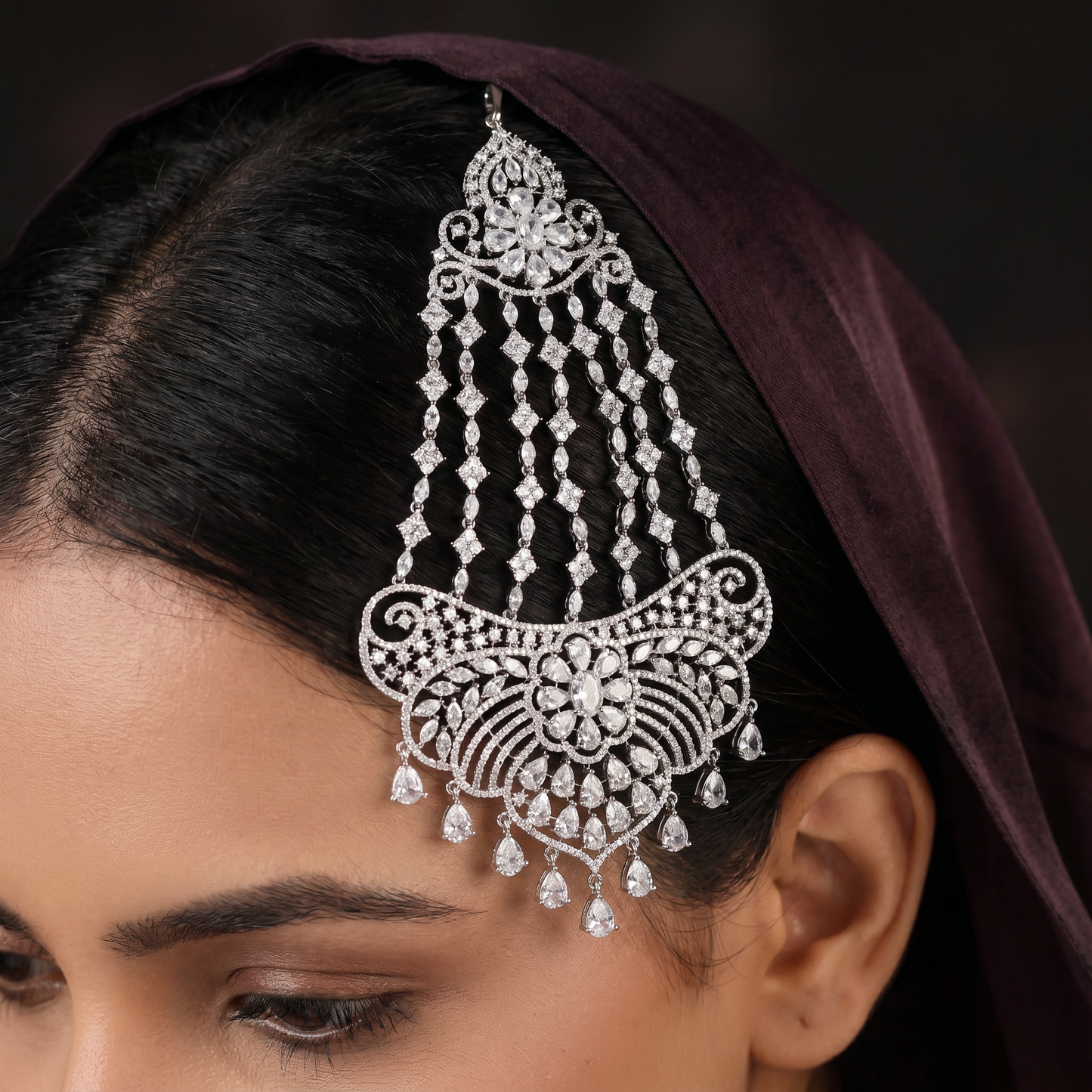 Luxury Jhumar with Floral Centrepiece and Descending Strands