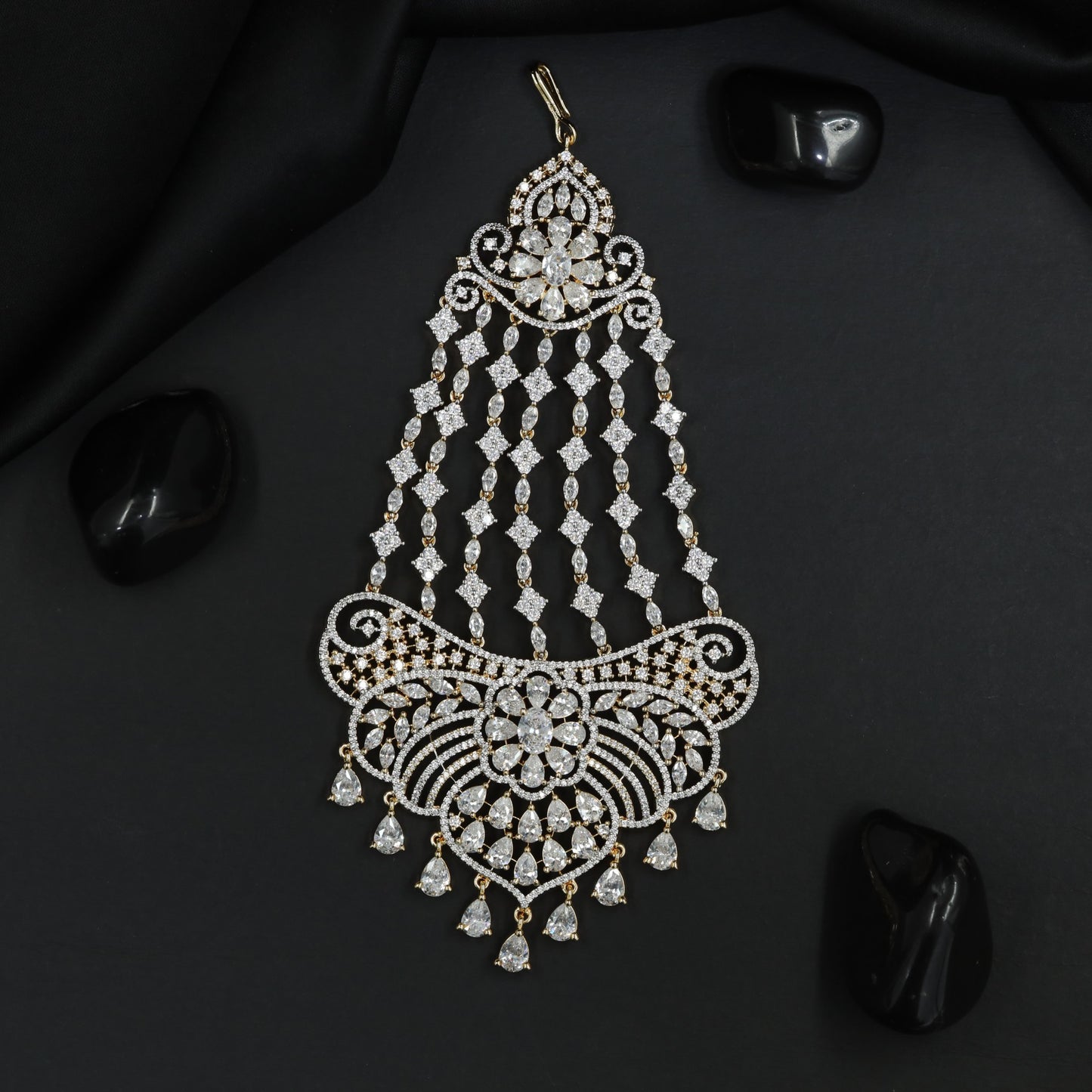 Luxury Jhumar with Floral Centrepiece and Descending Strands
