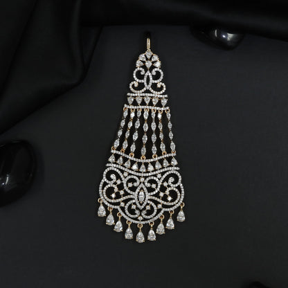 Jhumar with Filigree Panels and Dangling Drop Accents
